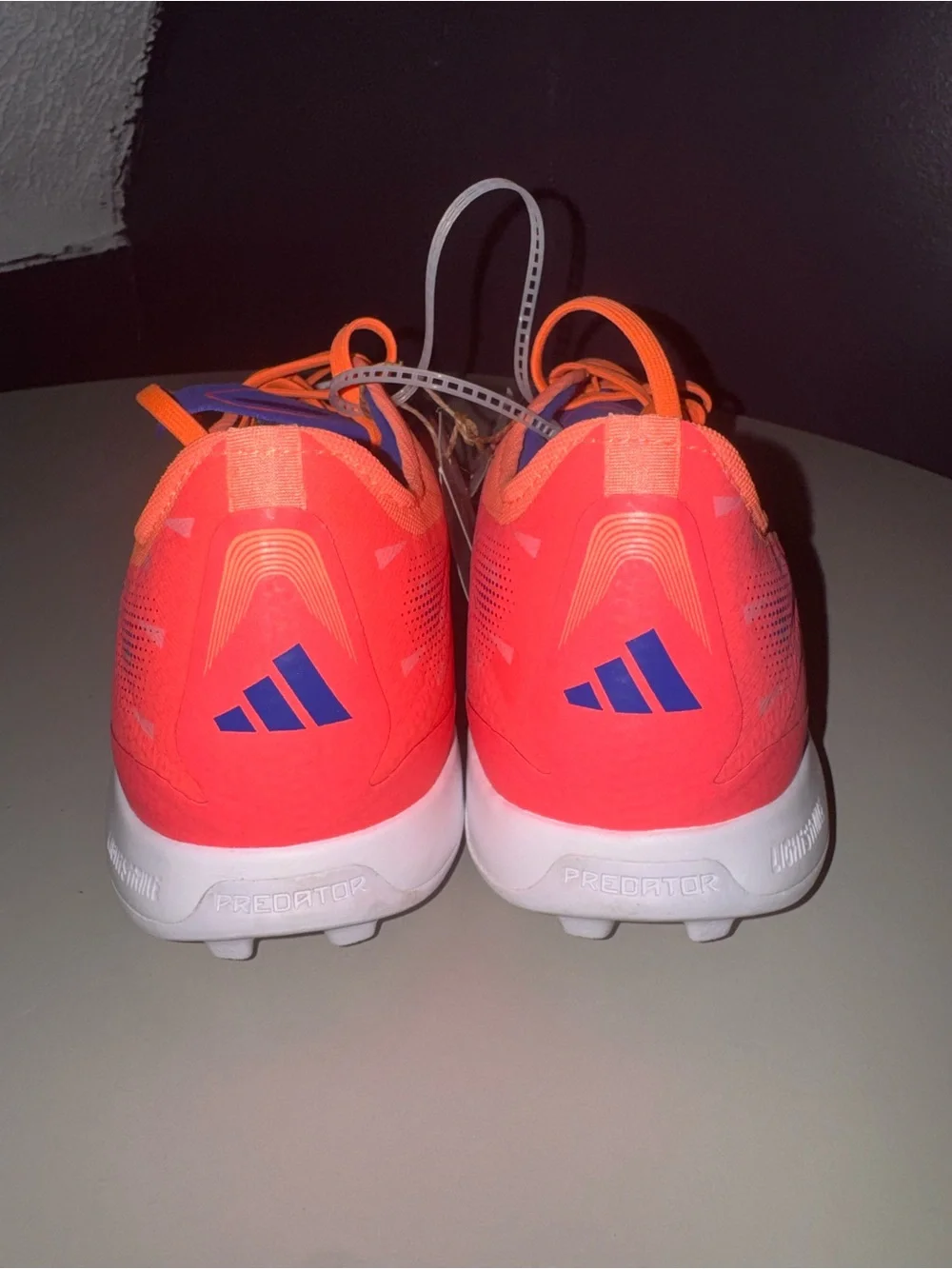 adidas Predator pro Turf Shoes - Neon Orange & White with Blue Accents